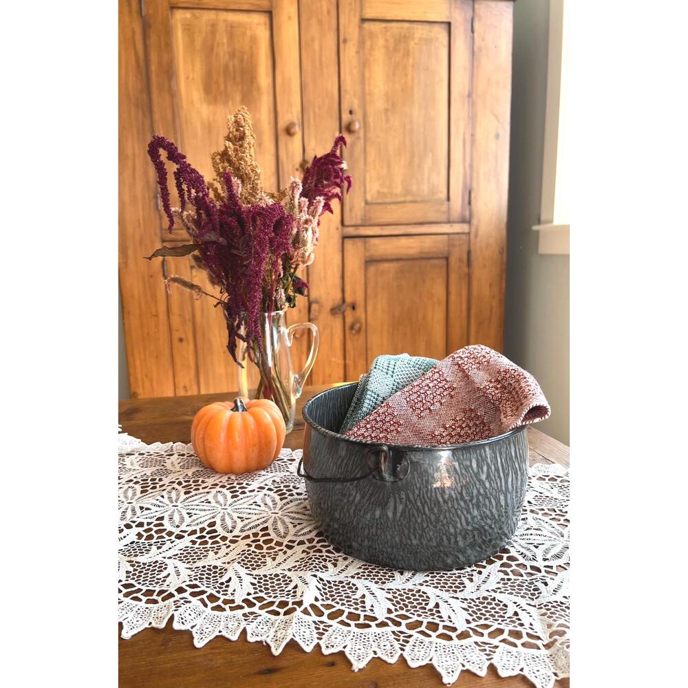 Vtg Halloween Candy Bowl Black Enamel Pot Dark Academia Centerpiece Enamelware